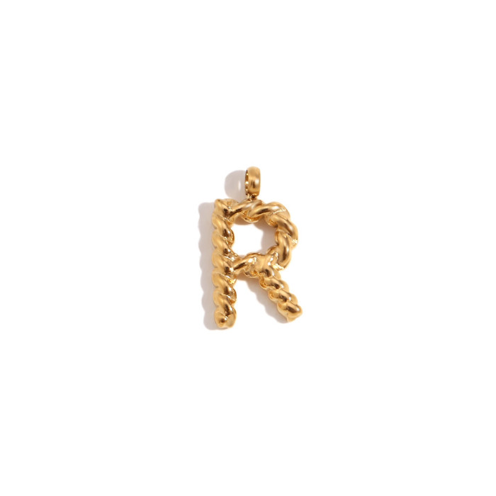 DIY Classic Mini Twist Initial Letters Stainless Steel Charms for Jewelry Gold Plated Waterproof Decoden Charms