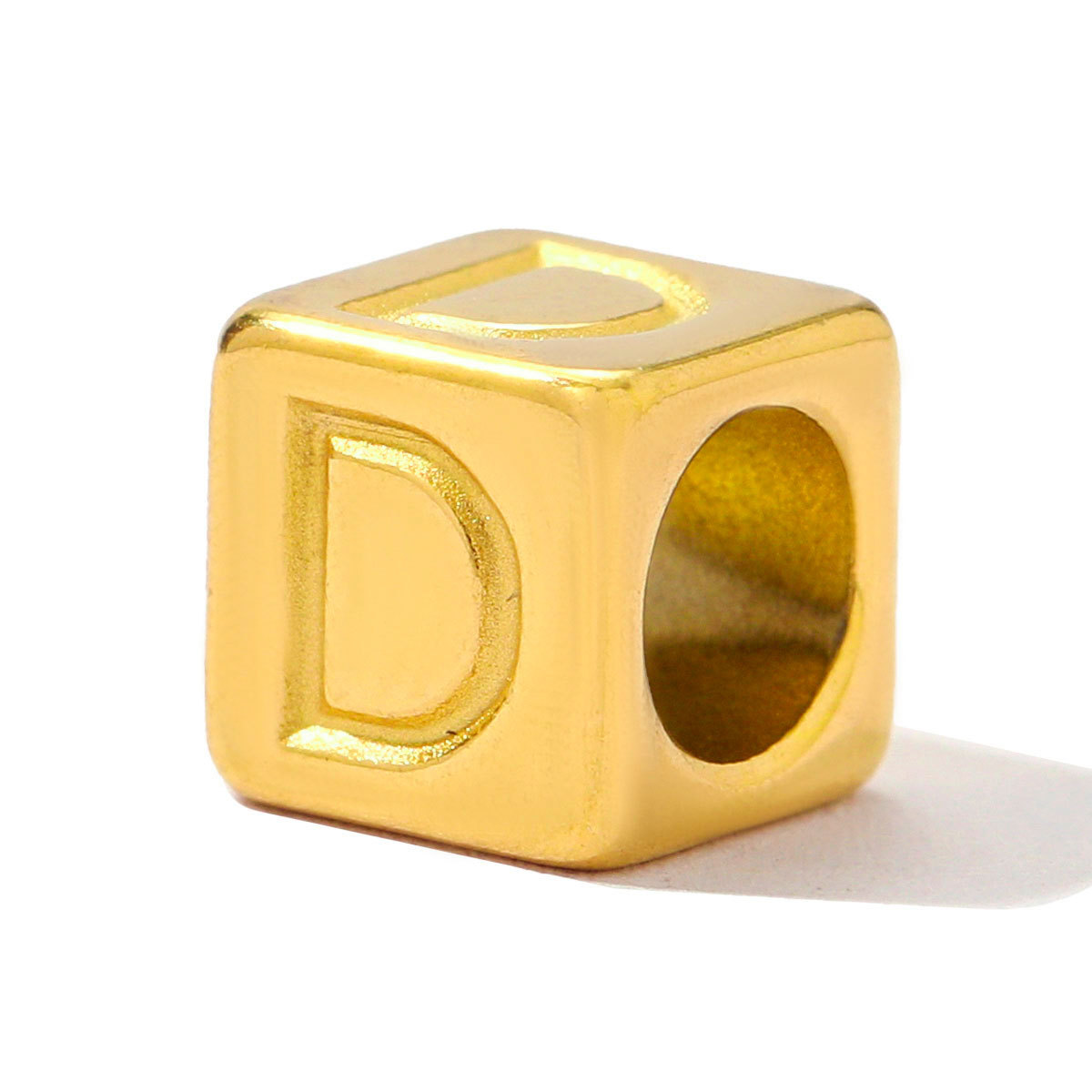 Stainless Steel A-Z Letter Alphabet Spacer Beads Women Capital Initial Name Cube DIY Necklace Pendants Jewelry