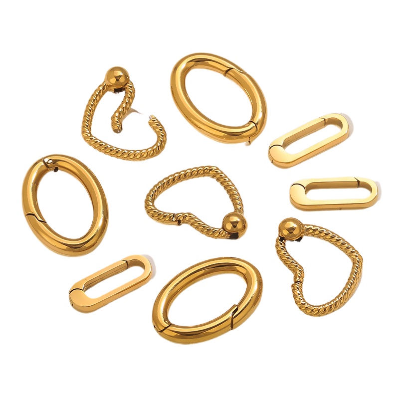 Stainless Steel Clasp Twist Heart Glossy Oval Gold-plated for DIY Jewelry Making Necklace Bracelet Fashion Accessories Wholesale