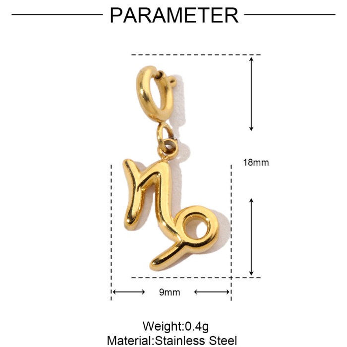 Gold Color Zodiac Stainless Steel Diy Clip On Charms Never Fade Women Aquarius Bracelet Necklace Lobster Pendant