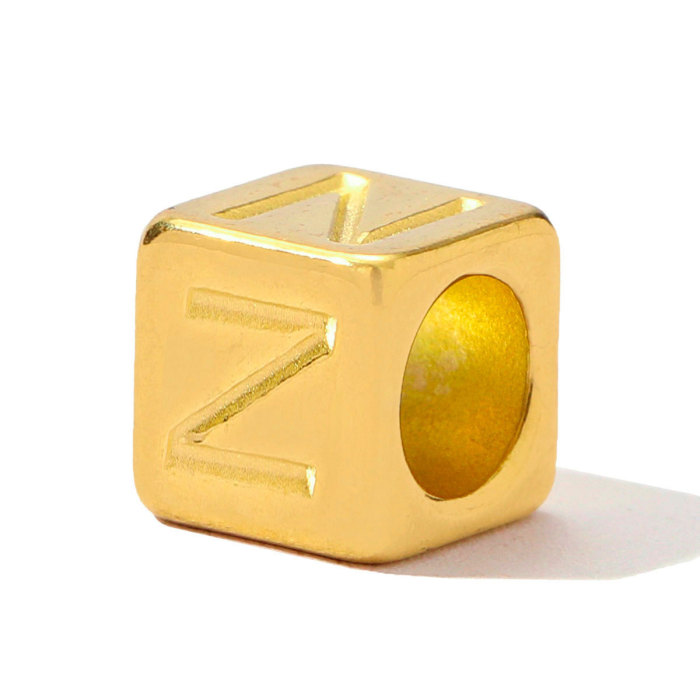 Stainless Steel A-Z Letter Alphabet Spacer Beads Women Capital Initial Name Cube DIY Necklace Pendants Jewelry