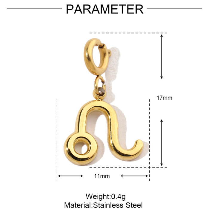 Gold Color Zodiac Stainless Steel Diy Clip On Charms Never Fade Women Aquarius Bracelet Necklace Lobster Pendant