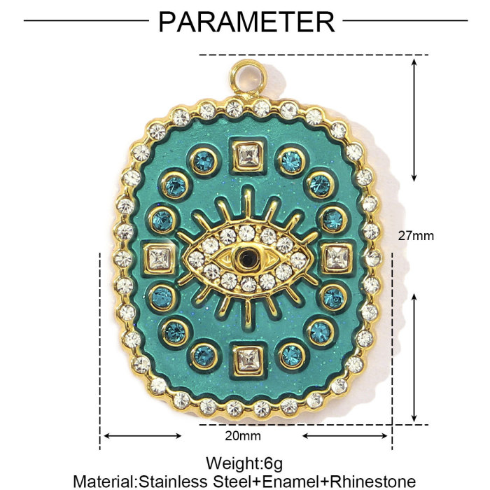 French Stainless Steel Colorful Enamel Evil Eye Star Diy Charms Women Crystal Stone Crane Necklace Pendant Jewelry