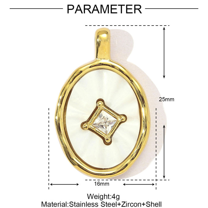 Mirror Polish Stainless Steel Cubic Zircon Heart Diy Charm Women Stone Eye Bear Necklace Pendant Crescent Star Jewelry