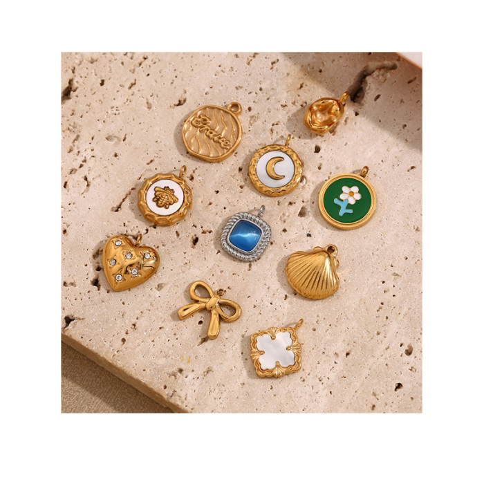 Handmade DIY Heart Butterfly Knot Moon 18k Gold Plated Charms for Jewelry Making Waterproof Pendant Cute Charms