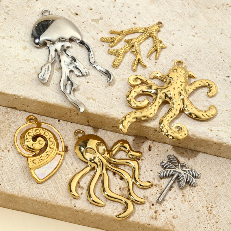 French Stainless Steel Jellyfish Octopus Earring DIY Charms Women Palm Snake Necklace Pendant Scorpion Jewelry