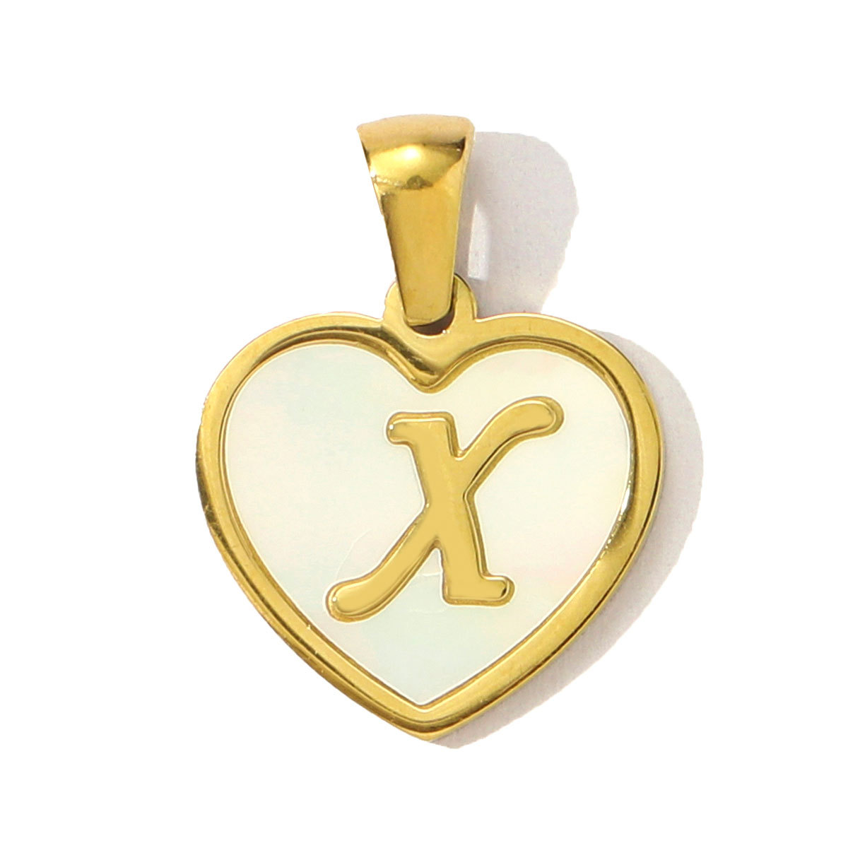 French Heart Shell Capital Name Stainless Steel Diy Charm Women Initial Letter Necklace Pendant A-Z English Alphabet