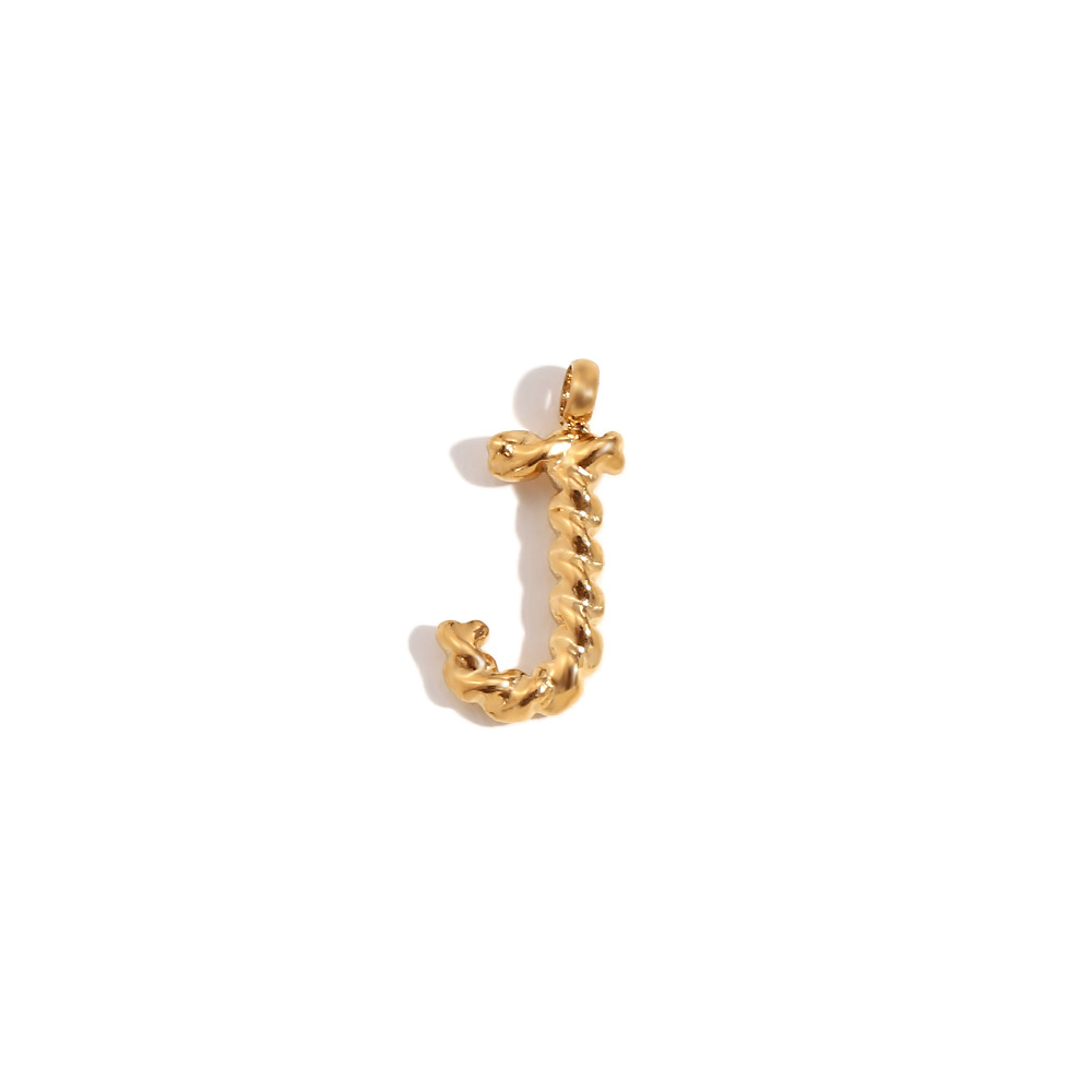 DIY Classic Mini Twist Initial Letters Stainless Steel Charms for Jewelry Gold Plated Waterproof Decoden Charms