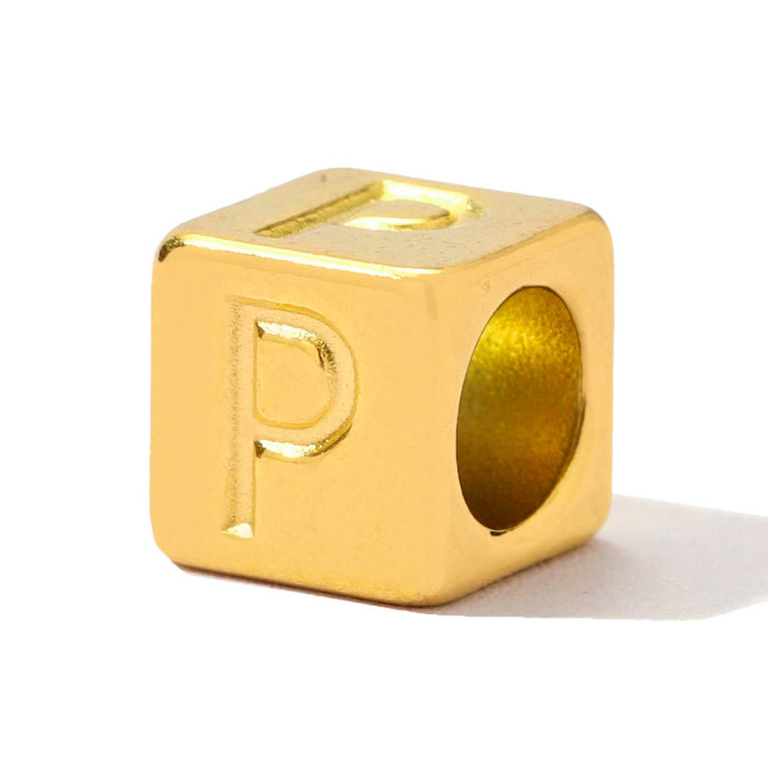 Stainless Steel A-Z Letter Alphabet Spacer Beads Women Capital Initial Name Cube DIY Necklace Pendants Jewelry