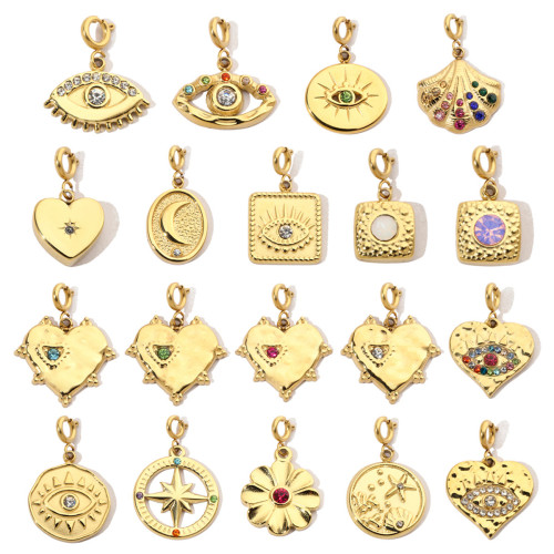 Evil Eye Star Stone Stainless Steel Diy Clip on Charms Women Shell Heart Flower Bracelet Necklace Lobster Pendant