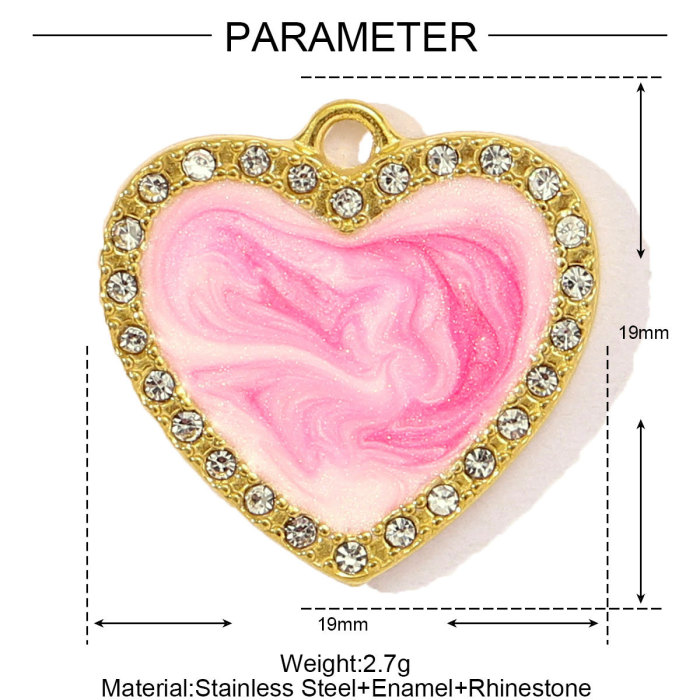 Fashion Colorful Enamel Love Heart Stainless Steel Diy Charm Women Crescent Sunfower Necklace Pendant Rainbow Jewelry