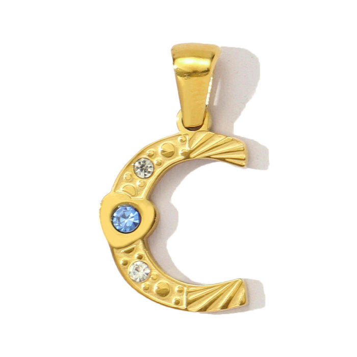 Stainless Steel Rhinestone Initial A-Z English Letter Diy Charm Women Capital Name Necklace Pendant Alphabet Jewelry