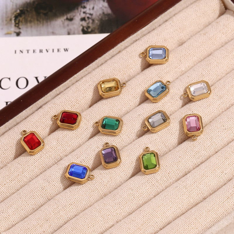 Birthday Stone Key Love Cube Zirconia Charm Pendant for Earrings Necklaces Bracelet Jewelry Making Accessories Gifts