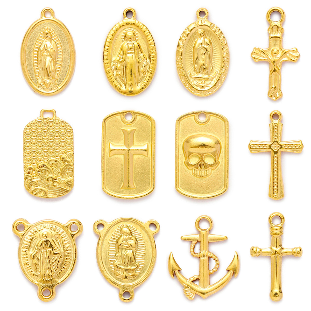 Religious Holy Mother Stainless Steel DIY Charms Female Believer Cross Necklace Pendants Women's Cross Jewelry