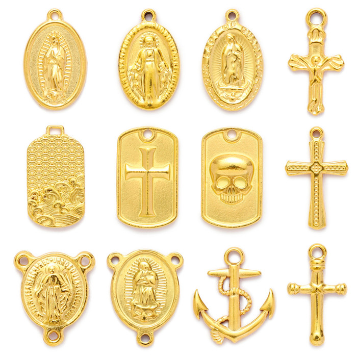 Religious Holy Mother Stainless Steel DIY Charms Female Believer Cross Necklace Pendants Women's Cross Jewelry