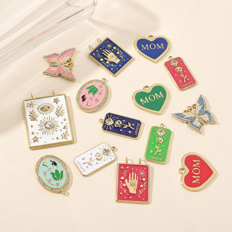Colorful Stone Life Tree Stainless Steel Diy Clip on Charms Never Fade Women Sun Flower Cross Necklace Lobster Pendant