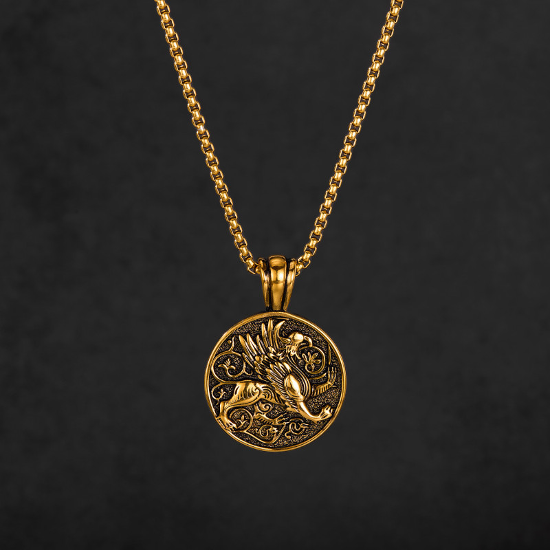 Hot-selling Stainless Steel Gold Greek Mythological Griffin Pendant Necklace Man's Necklace Gift Accessory Jewelry