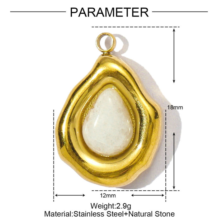 Stainless Steel Natural Stone Flower Waterdrop Pendants for DIY Making Bracelet Necklace Jewelry Accessory Wholesale