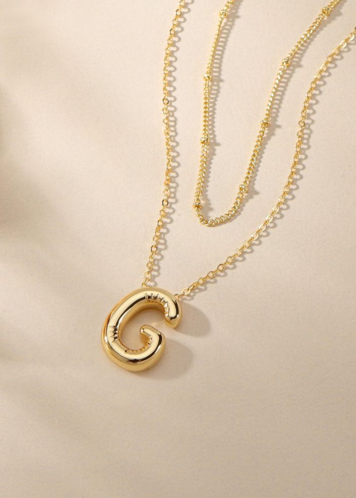 Chunky Initial Letter Pendant Necklaces For Women Gold Color Stainless Steel A to Z Charm Waterproof Jewelry Anniversary Gift