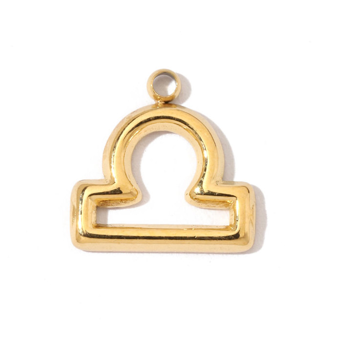 French Style 316l Stainless Steel Gold Color Zodiac Charms Star Signs Necklace DIY Small Pendant