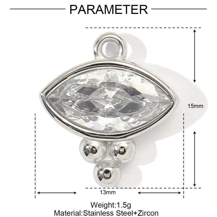 Mirror Polish Stainless Steel Cubic Zircon Heart Diy Charm Women Stone Eye Bear Necklace Pendant Crescent Star Jewelry