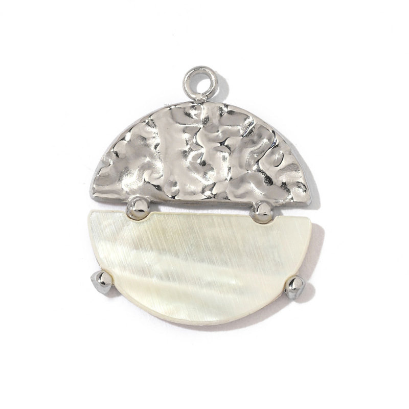 Bohemian Style Natural Stone Stainless Steel Pendants Oval Square Shell Charms for DIY Jewelry Accessories