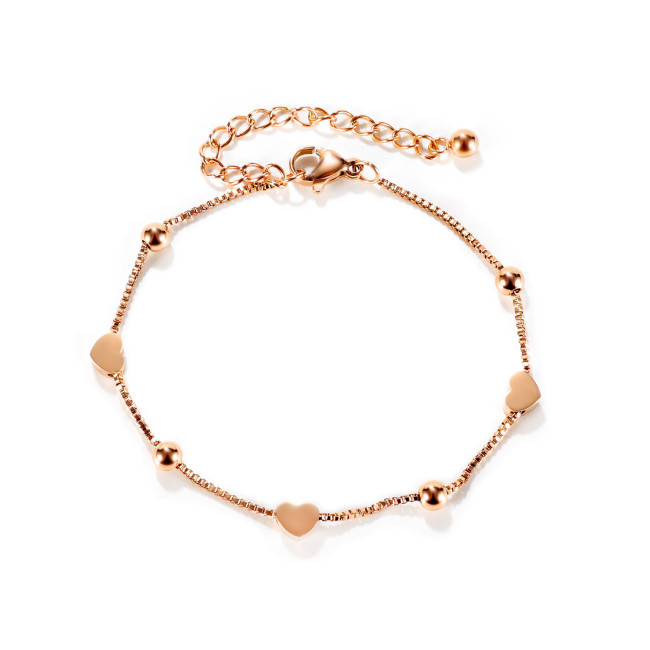 Titanium Stainless Steel Heart Charm Bracelets for Women Girls Cute Romantic Gold Plated Chain Bracelet Jewelry