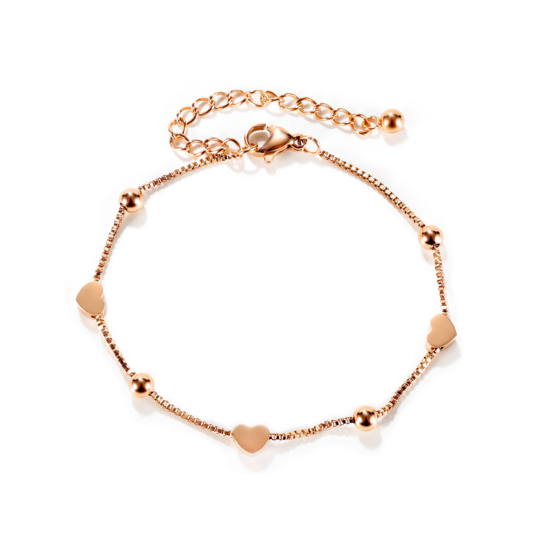 Titanium Stainless Steel Heart Charm Bracelets for Women Girls Cute Romantic Gold Plated Chain Bracelet Jewelry