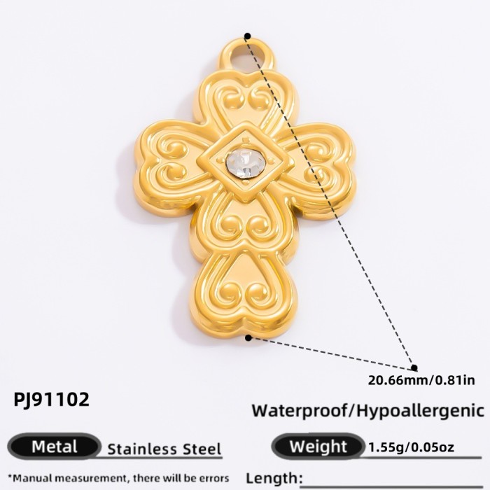 Jewelry Wholesale Waterproof Fashion Geometric Vintage Ice Cream Airplane Cross Coin Stainless Steel Pendant for Wome...