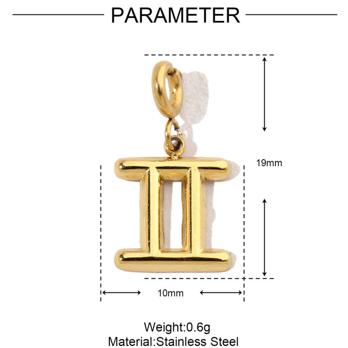 Gold Color Zodiac Stainless Steel Diy Clip On Charms Never Fade Women Aquarius Bracelet Necklace Lobster Pendant