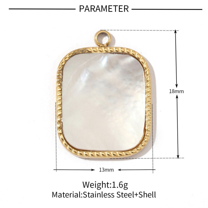 Bohemian Style Natural Stone Stainless Steel Pendants Oval Square Shell Charms for DIY Jewelry Accessories