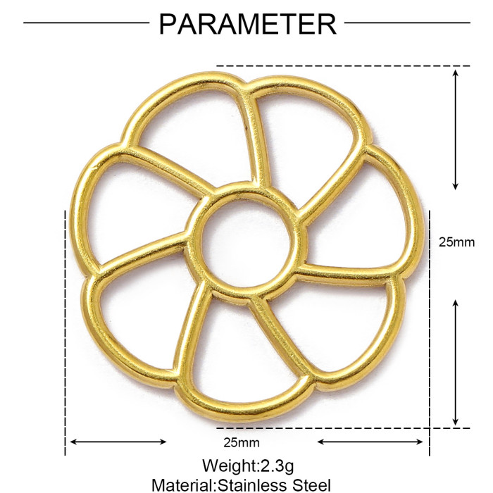 Stainless Steel Spiral Geometric DIY Charms Heart Waterdrop Necklace Pendants Women's Fashion Flower Jewelry Wholesale