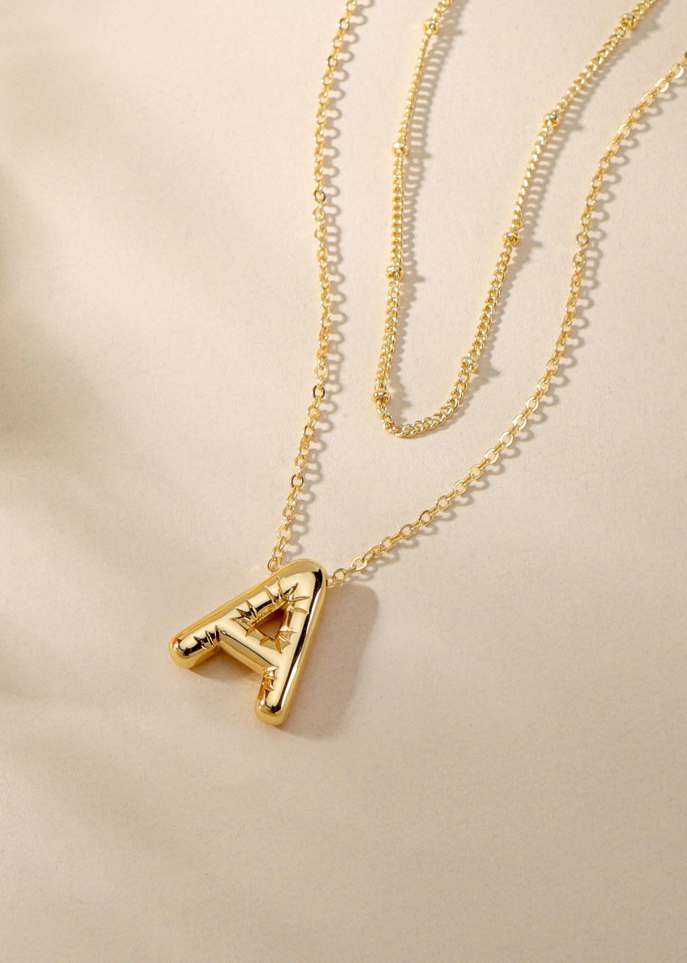 Chunky Initial Letter Pendant Necklaces For Women Gold Color Stainless Steel A to Z Charm Waterproof Jewelry Anniversary Gift