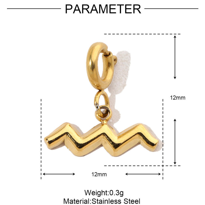 Gold Color Zodiac Stainless Steel Diy Clip On Charms Never Fade Women Aquarius Bracelet Necklace Lobster Pendant