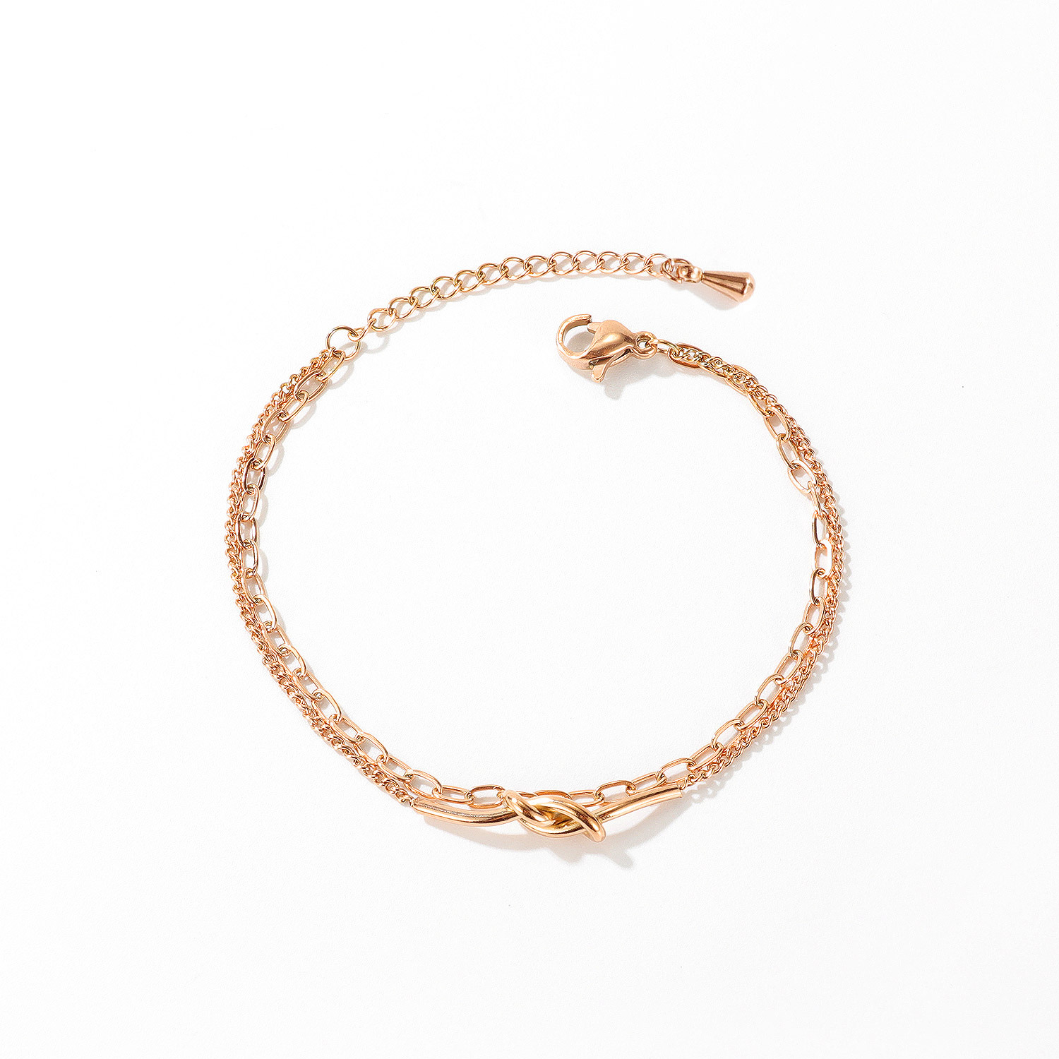 Stainless Steel Creative Double Knotted Charm Beach Bracelets for Women Girls Bohemia Link Chain Bracelet Jewelry