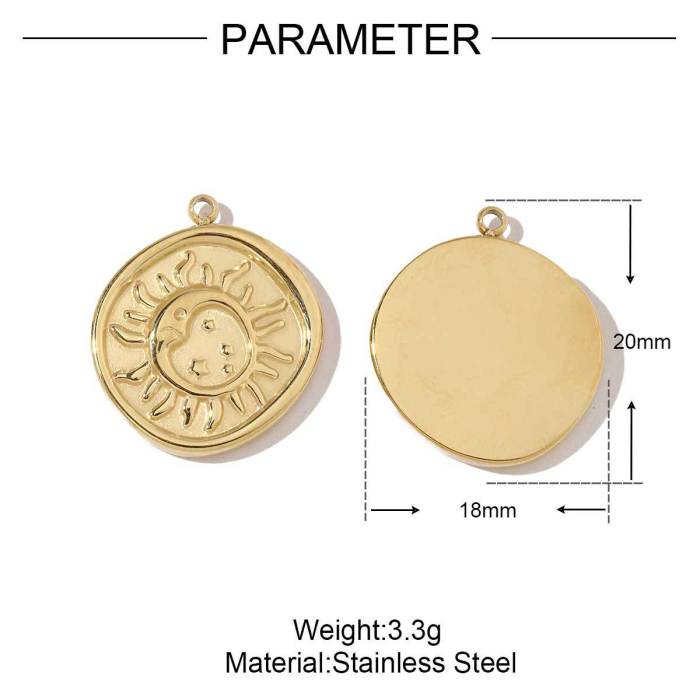 Stainless Steel Crescent Angel Eye Sun Charms Square Brick Palm Leaf Starfish Necklace DIY Small Pendant Wholesale
