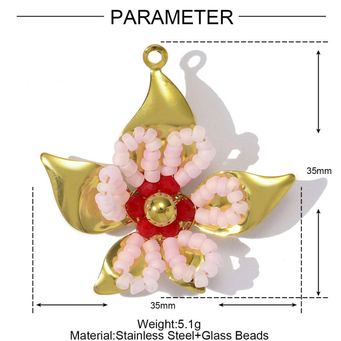 Wholesale Stainless Steel Handmade Beaded Flower DIY Charms Women Heart Butterfly Necklace Pendants Love Jewelry