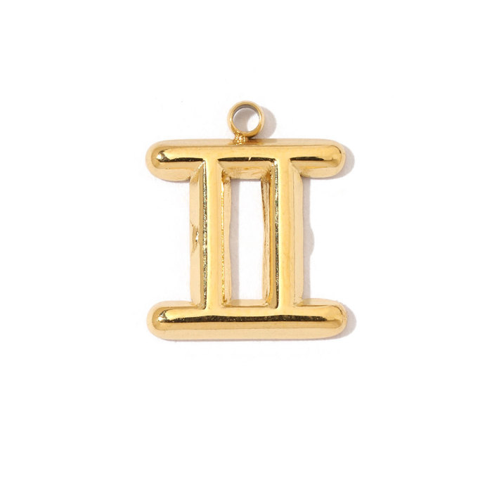 French Style 316l Stainless Steel Gold Color Zodiac Charms Star Signs Necklace DIY Small Pendant