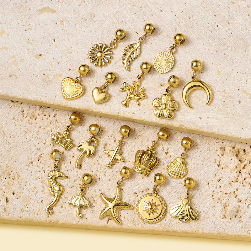 Flower Life Tree Heart Stainless Steel Diy Stopper Charms Plam Cross Seahorse Women Bracelet Necklace Pendant Jewelry