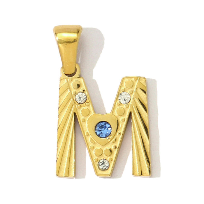 Stainless Steel Rhinestone Initial A-Z English Letter Diy Charm Women Capital Name Necklace Pendant Alphabet Jewelry