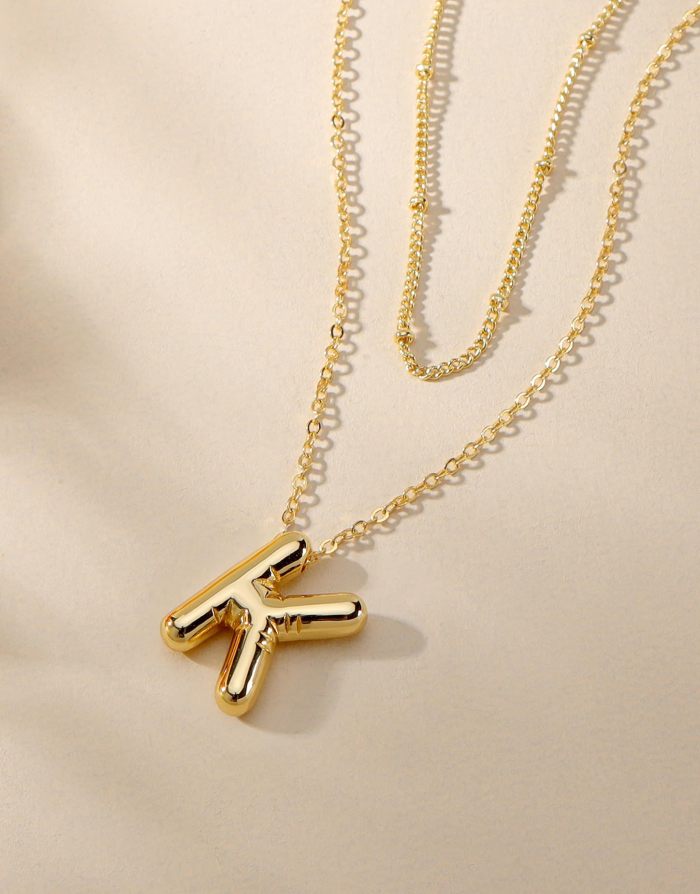 Chunky Initial Letter Pendant Necklaces For Women Gold Color Stainless Steel A to Z Charm Waterproof Jewelry Anniversary Gift
