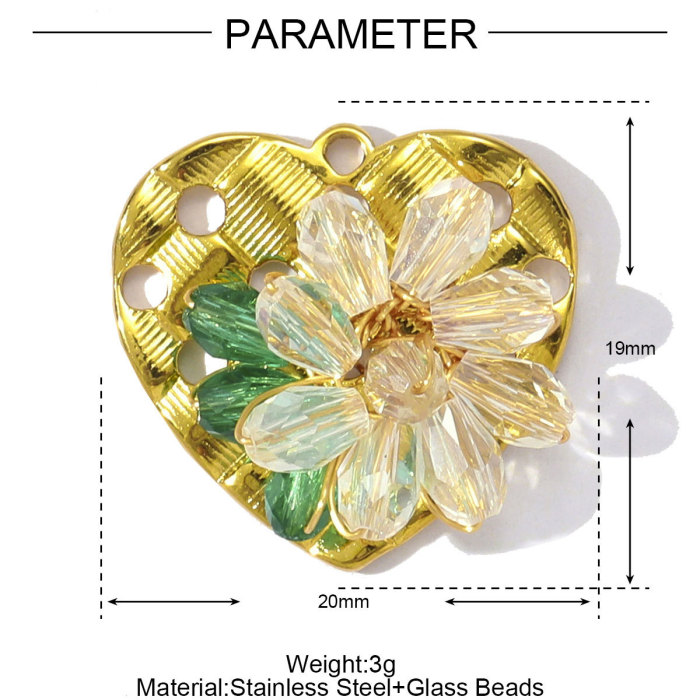 Wholesale Stainless Steel Handmade Beaded Flower DIY Charms Women Heart Butterfly Necklace Pendants Love Jewelry