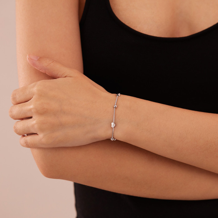 Titanium Stainless Steel Heart Charm Bracelets for Women Girls Cute Romantic Gold Plated Chain Bracelet Jewelry