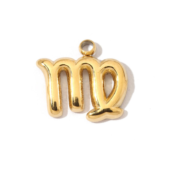 French Style 316l Stainless Steel Gold Color Zodiac Charms Star Signs Necklace DIY Small Pendant