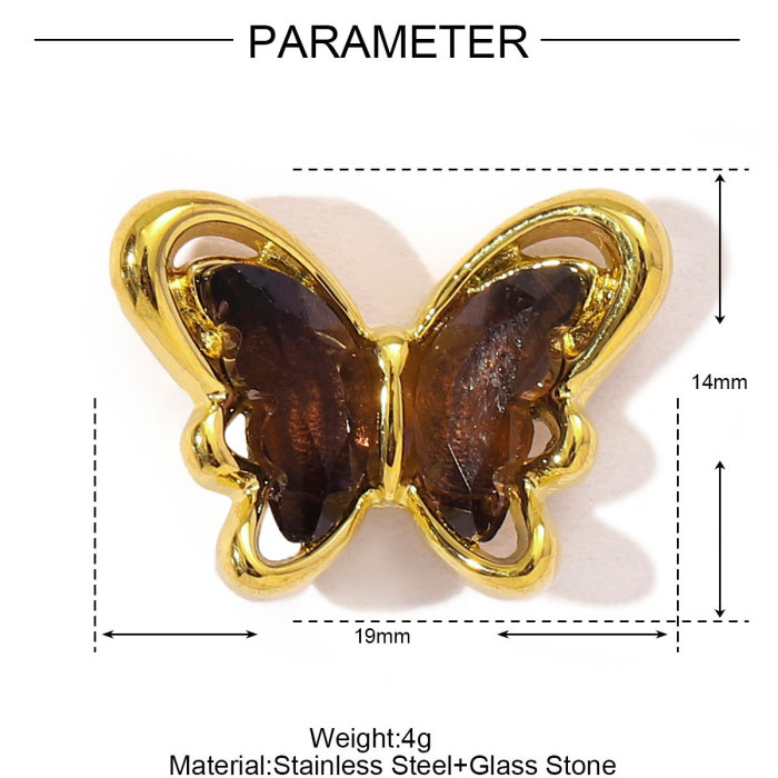 Stainless Steel Glass Stone Charm Cross Butterfly Heart Pendants For DIY Jewelry Making Necklace Earring Wholesale