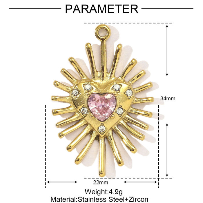 Mirror Polish Stainless Steel Cubic Zircon Heart Diy Charm Women Stone Eye Bear Necklace Pendant Crescent Star Jewelry