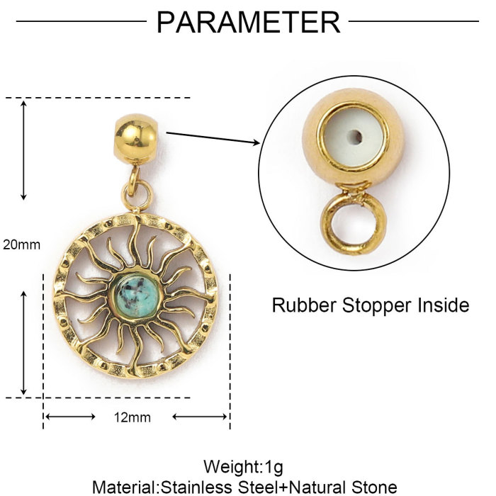 Sun Natural Stone Stainless Steel Diy Clip on Charms Star Flower Women Bracelet Necklace Pendant