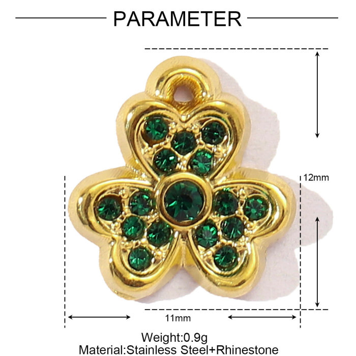 French Natural Stone Flower Stainless Steel Necklace Pendant Women Crystal Evil Eye Clover DIY Charms Rose Jewelry
