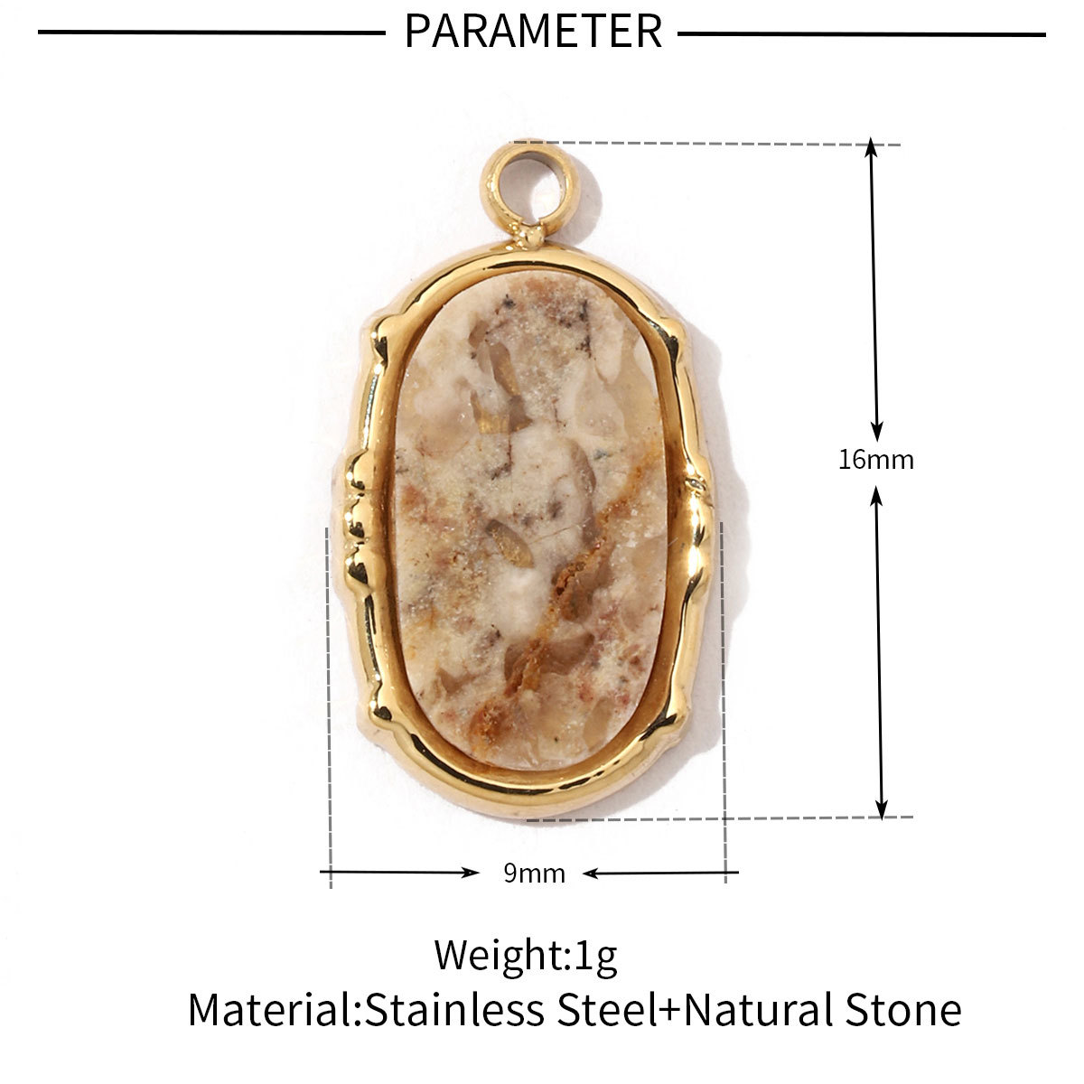 Bohemian Style Natural Stone Stainless Steel Pendants Oval Square Shell Charms for DIY Jewelry Accessories