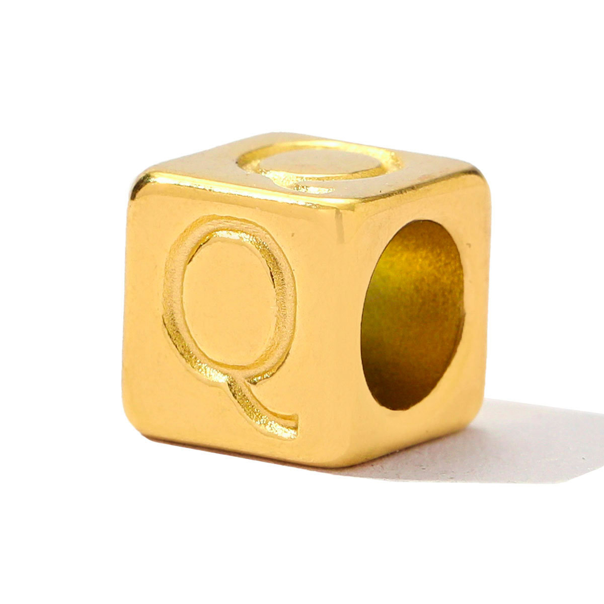 Stainless Steel A-Z Letter Alphabet Spacer Beads Women Capital Initial Name Cube DIY Necklace Pendants Jewelry